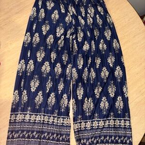 Blue and White Patterned Pants